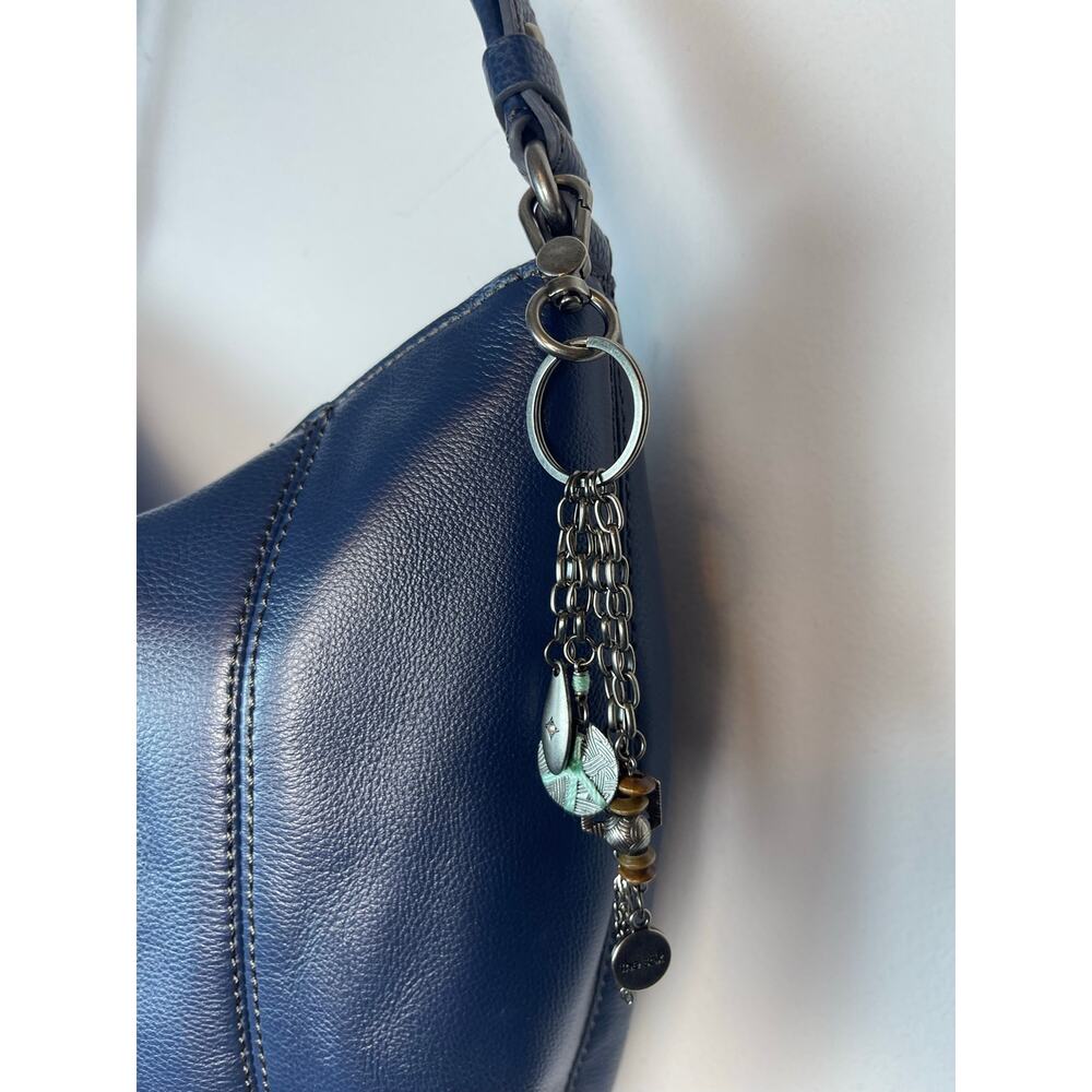The Sak Sequoia Leather Hobo Bag Indigo/ Navy New Slouchy Pebbled Charm Boho - Picture 12 of 16
